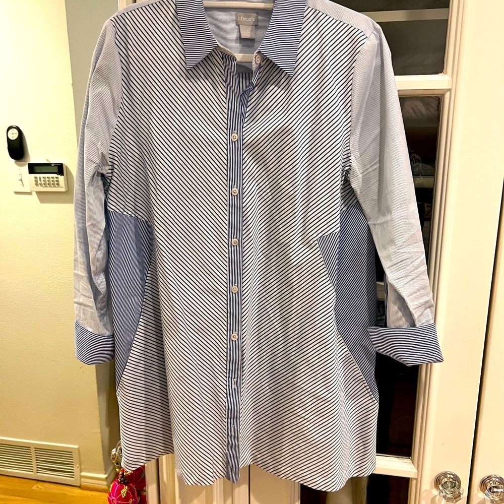 Chicos fun blue and white stipe Oxford! Size 2